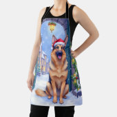 Tablier German Shepherd Snowy Town Gate Santa Christmas (Insitu)