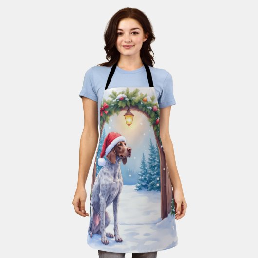 Tablier German Shorthaired Pointer Snowy Gate Santa Hat (Porté)