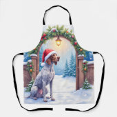 Tablier German Shorthaired Pointer Snowy Gate Santa Hat (Recto)