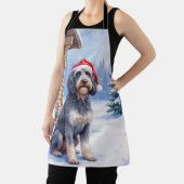 Tablier German Wirehaired Pointer Snowy Lodge Santa Hat (Insitu)