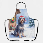 Tablier German Wirehaired Pointer Snowy Lodge Santa Hat (Recto)