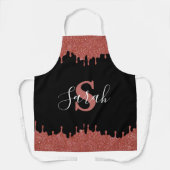 Tablier Giclées de paillettes à monogramme rose chaud et n (Recto)
