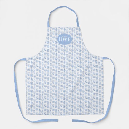 Tablier Gig Mariage De Ginger Jar Bleu Et Blanc (Recto)