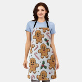 Tablier Gingerbread Candy Canes & Holly Sprigs Christmas (Porté)