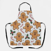 Tablier Gingerbread Candy Canes & Holly Sprigs Christmas (Recto)