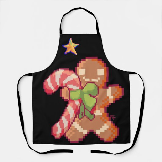 Tablier Gingerbread man, pixel art, pixel art (Recto)