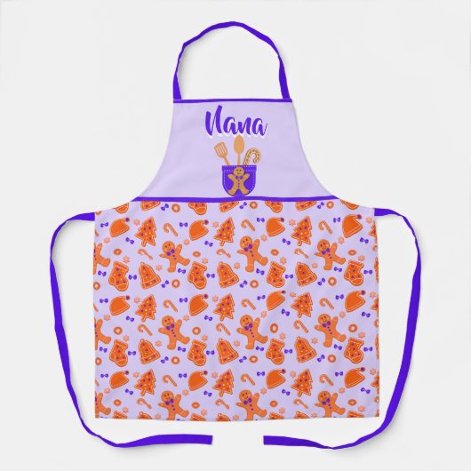 Tablier Gingerbread Pattern Grandma Gift Purple (Recto)