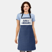 Tablier Gingham Bleu Marine Personnalisé (Porté)