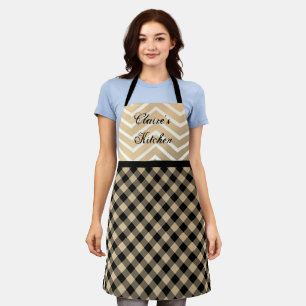 Tablier Gingham personnalisé Chevron Or Classique