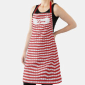 Tablier Gingham Rouge & Blanc Classique | Nom Personnalisé (Insitu)