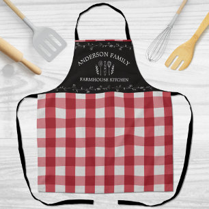 Tablier Gingham Rouge Campagne Rustique Tableau Noir