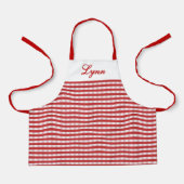 Tablier Gingham Rouge et Blanc Classique | Nom Personnalis (Recto)