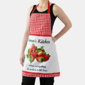 Tablier Gingham rouge et fraises personnalisés (Insitu)