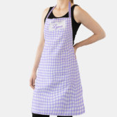 Tablier Gingham Violet & Blanc Personnalisé | Nom (Insitu)