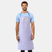 Tablier Gingham Violet & Blanc Personnalisé | Nom (Porté)