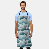 Tablier Gingko biloba bleu motif sans soudure. (Porté)