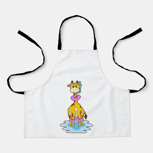 Tablier Girafe à la natation avec anneau de natation (Recto)
