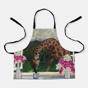 Tablier Girafe Dans Ma Fenêtre, Enfants Plein Impression T