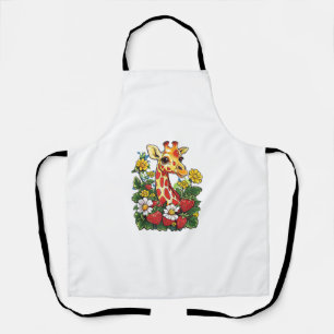 Tablier Girafe Fraises et Fleurs Graphique Gira Mignon