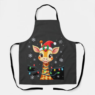 Tablier Girafe Mignonne Lumières de Noël Chapeau de Père N