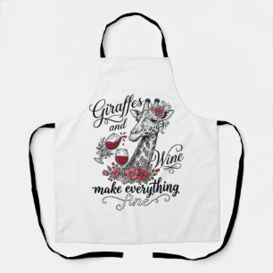 Tablier Girafes Et Vin Gravure Vintage Design De T-Shirt_1