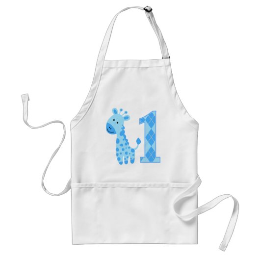Tablier Giraffe Bleue Premier anniversaire (Devant)