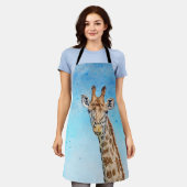 Tablier Giraffe curieuse avec Ciel de Confetti Bleu (Porté)