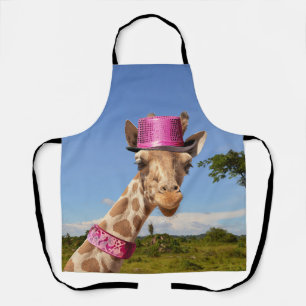 Tablier Giraffe en casquette rose étincelant
