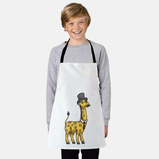 Tablier Giraffe en Gentleman avec Casquette, Cravate et Mo (Porté)