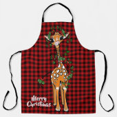 Tablier Giraffe Festive, guirlande sainte, plaid rouge (Recto)
