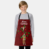 Tablier Giraffe Festive, lumière scintillante, plaid rouge (Porté)