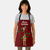 Tablier Giraffe Festive, lumière scintillante, plaid rouge (Insitu)