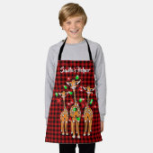 Tablier Giraffe Festive, lumière scintillante, plaid rouge (Porté)