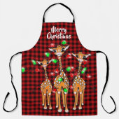 Tablier Giraffe Festive, lumière scintillante, plaid rouge (Recto)