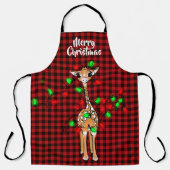 Tablier Giraffe Festive, lumière scintillante, plaid rouge (Recto)