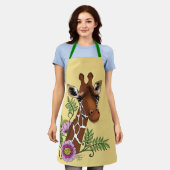 Tablier Giraffe Fleurs de Portrait Jaunes (Porté)