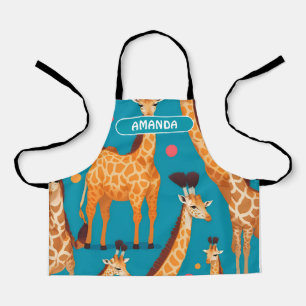 Tablier Giraffe Retro Coloré Motif personnalisé