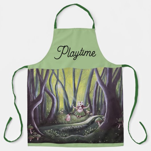 Tablier Girl and Wolf Cub Whimsical Art (Recto)