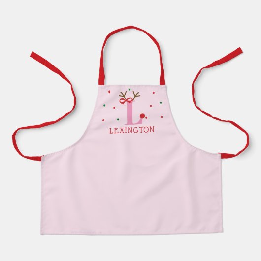 Tablier Girls Personalized Reindeer Initial L (Recto)