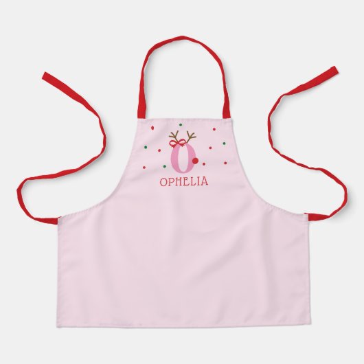 Tablier Girls Personalized Reindeer Initial O (Recto)