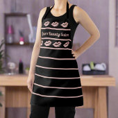 Tablier Glam Luxe Rose Gold Lips & Black Salon Uniforme