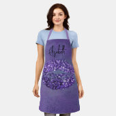 Tablier Glam moderne violet brillant Kiss Lipstick Emprein (Porté)