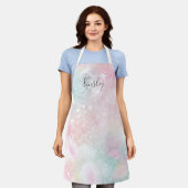 Tablier Glam Parties scintillant rose Pastel Motif fille (Porté)