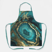 Tablier Glamour Luxueux Chic Géode d'agate Turquoise & Or (Recto)