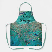 Tablier Glittery Aqua Peinture Strots Boss Lady (Recto)
