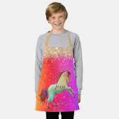 Tablier Glittery Rainbow Unicorn Personnalisé (Porté)