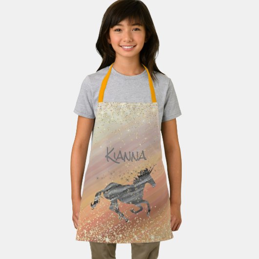 Tablier Glittery Starry Unicorn Personnalisé (Insitu)