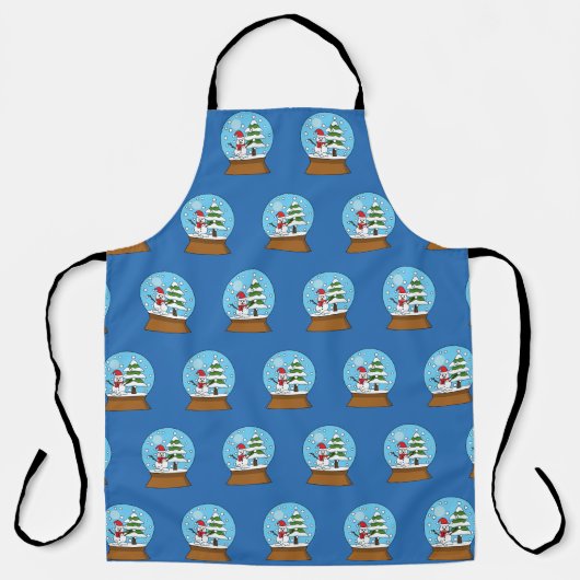 Tablier Globe de neige avec Snowman et Motif d'arbre à pin (Recto)