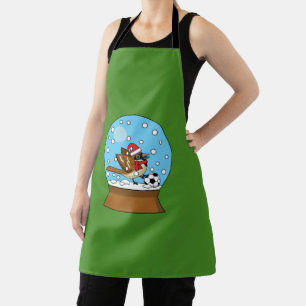 Tablier Globe de neige avec un moineau mignon jouant au so