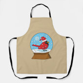 Tablier Globe des neiges avec cardinal rouge mignon (Recto)